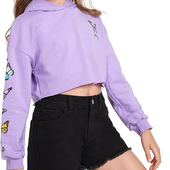 Girls cropped butterfly hoodie - Picture 2 of 4